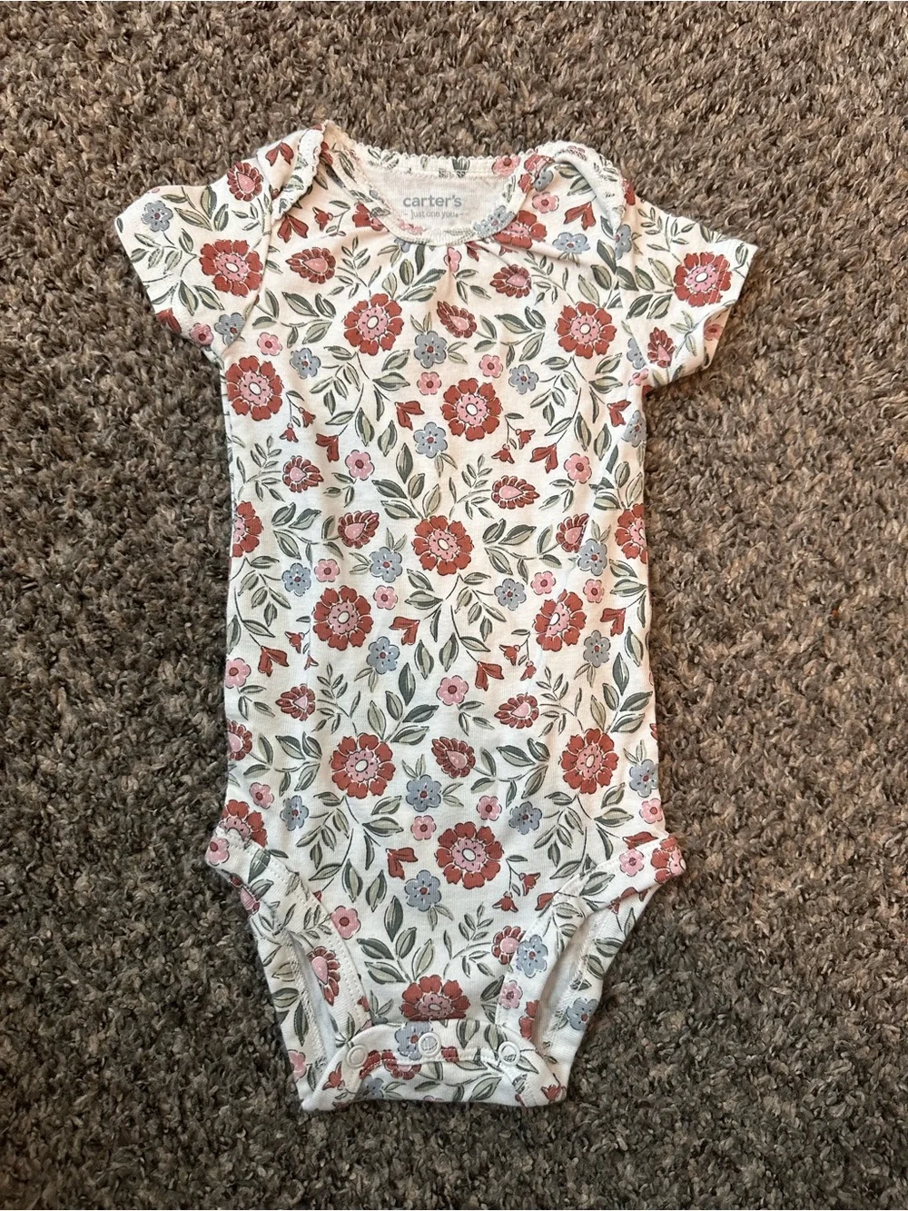 Carter's Bodysuits with Pink and Green Floral Print +Pants. BUNDLE